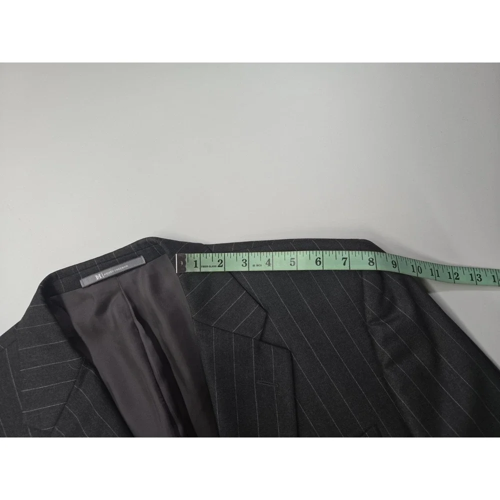 Loro Piana Super 130s Hickey Freeman Madison Wool Blazer Blk/Wht Stripe Size 46L
